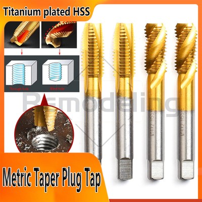 Titanium HSS Metric Taper Plug Tap M2 M2.5~M16 Right Hand Thread Drill Bits Tool