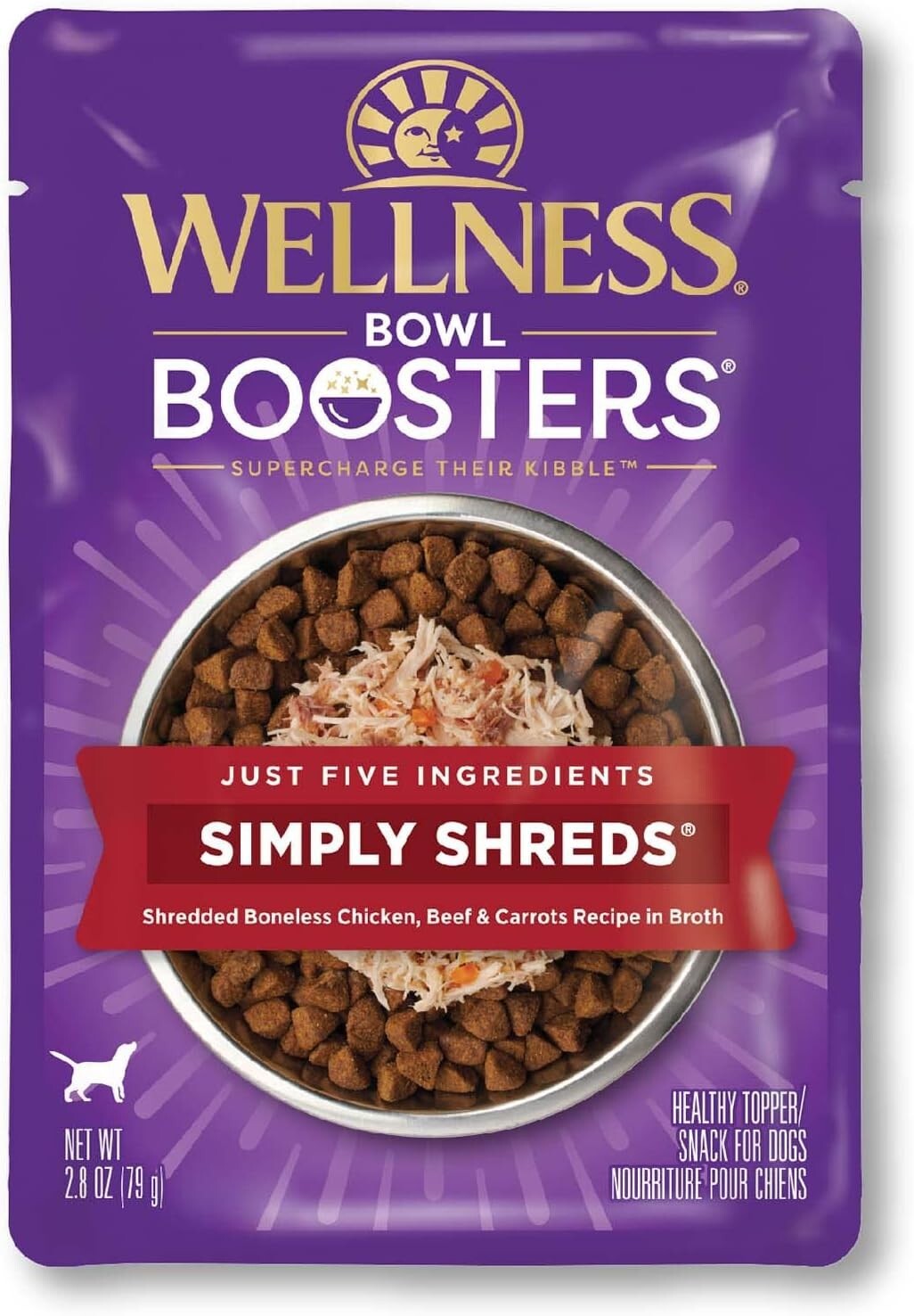 Bowl Boosters Simply Shreds Natural Grain Free Wet Dog Food, 2.8-Ounce Pouch