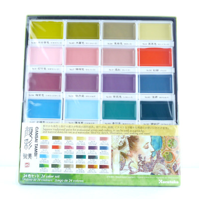 Brand New] Kuretake Gansai Tambi 24 Solid Watercolors set Art