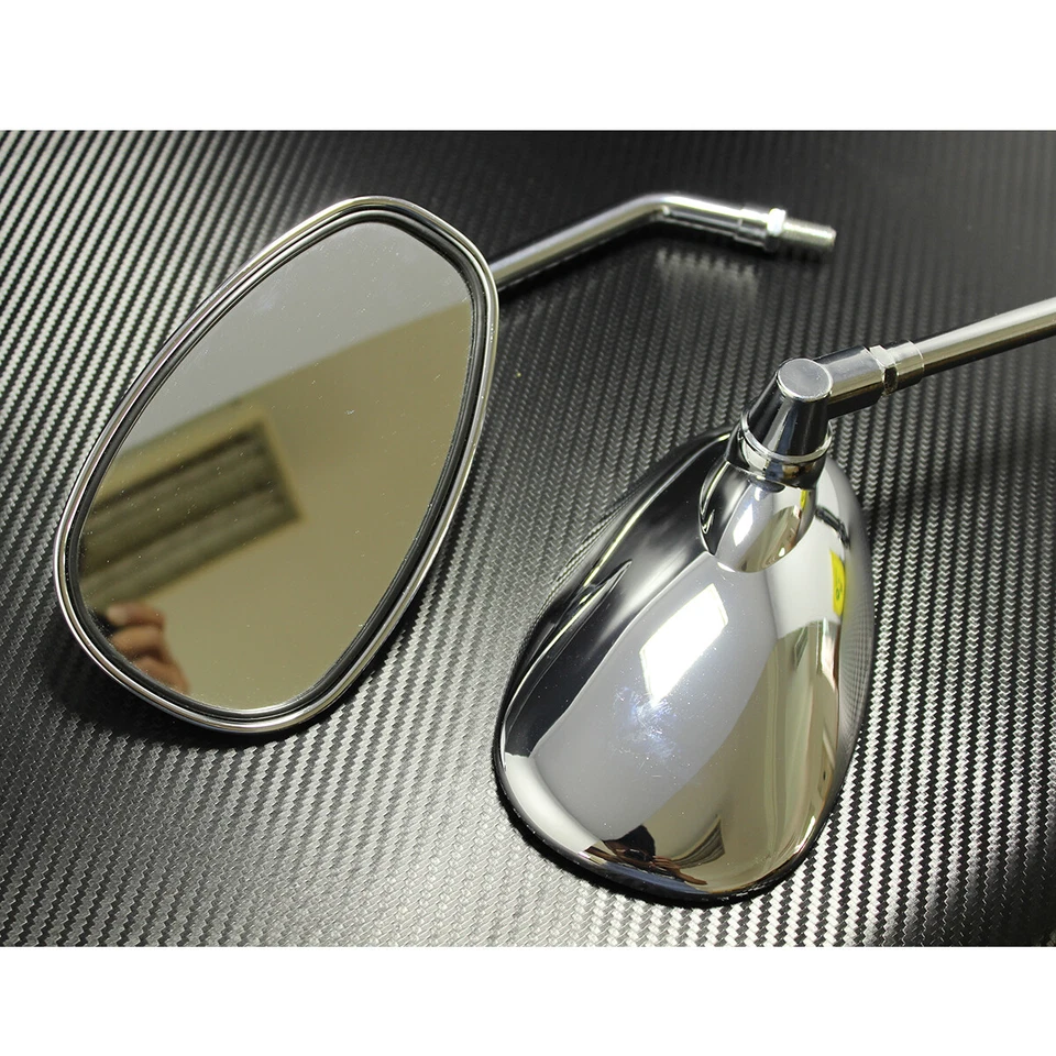 Par de espejos retrovisores laterales cromados ovalados M10 para Kawasaki Vulcan 1500 Foto 4 de 4