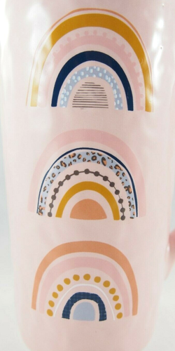 Taza de té de café alta de cerámica arco iris texturizada decoración rosa diseño Prima 12 oz nueva - Imagen 3 de 11