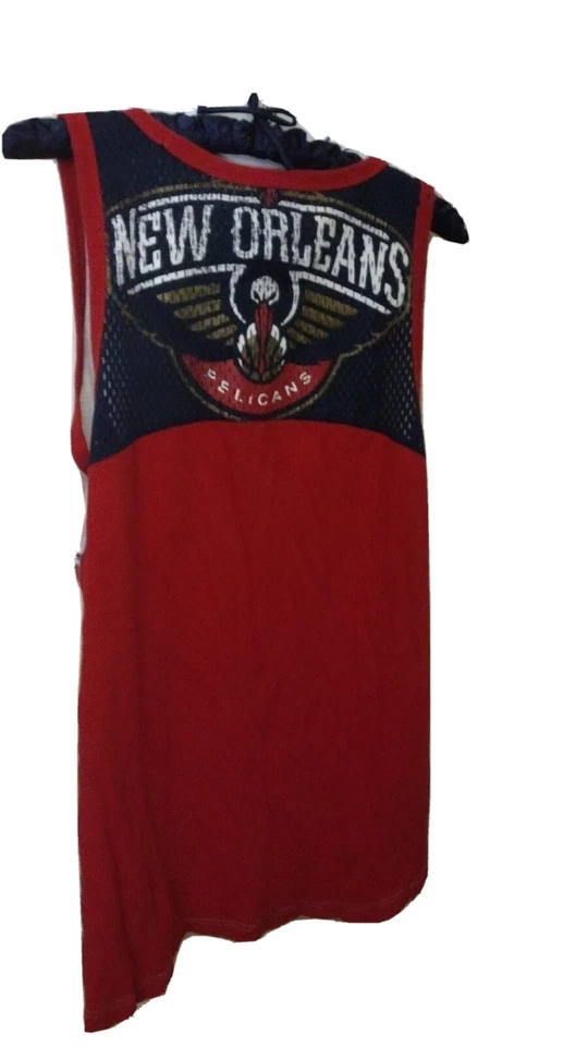 Camiseta sin mangas New Orleans Pelicans NBA blanca roja azul malla trasera Lg Envejecida 2016 Foto 2 de 4