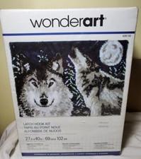 SEALED NEW Wonderart Latch Hook Kit 27 Inch X 40 Inch Wolves Made in USA wolf