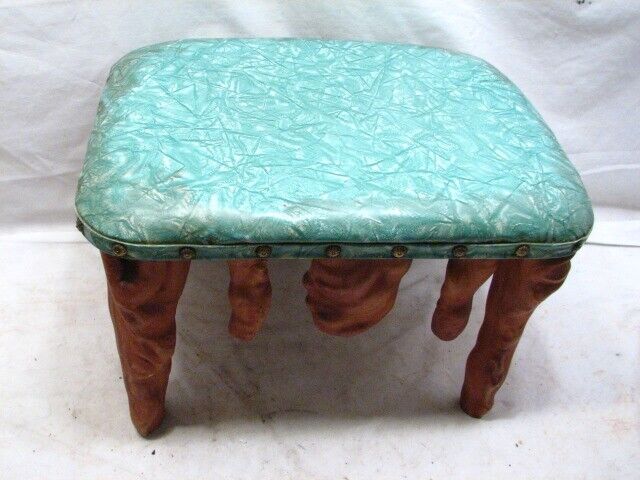 Vintage Cyprus Wood Arts & Crafts Foot Stool Bench Rest Driftwood Home Decor
