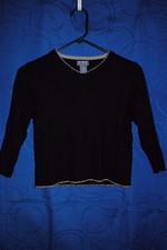 Girls THE CHILDREN'S PLACE Black w Gray Trim V-Neck Sweater Size S 5/6