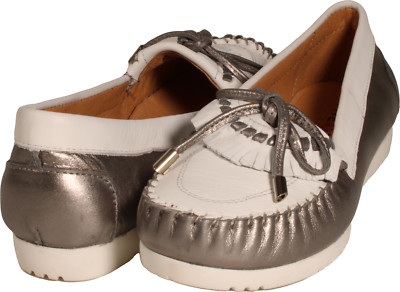 Five Tribe Womens Memorable Moccasin Silver White Napa US Size 7 M