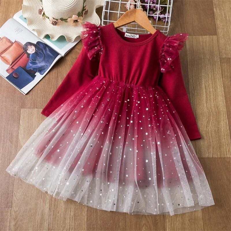 Vestido Fiesta Para Niñas Navidad Ropa De Niños Informal de 3 6 8 Años 2023 |