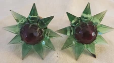 2 Wonder Star Christmas Holiday Light Vintage 9 Point WORKS Decoration Green Red