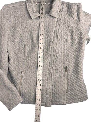 Isaac Mizrahi Live! Quilted Gray Jacket Womens size large Moto - Picture 9 of 11