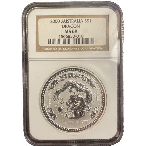 2000 Australian $5 Dollar Sydney Olympics Lizard 1 Ounce Silver