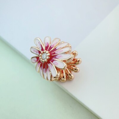 Rose Gold-plated Pink Daisy Cubic zirconia Charm Bead Pandora Moments Accessorie