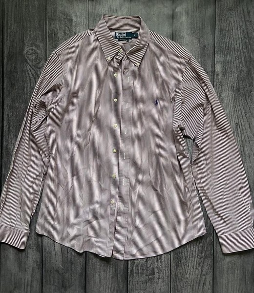 Men Polo Ralph Lauren Shirt Burgundy Cotton L