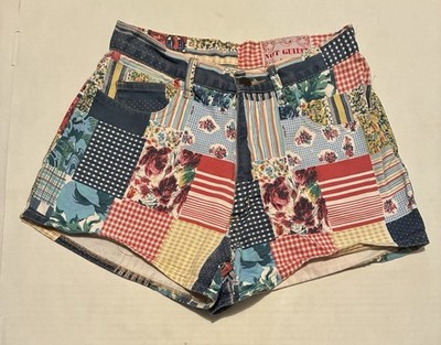 Vintage Women s Shorts Not Guilty Floral Patchwork 70 s 80 s USA Made sz 9/10 