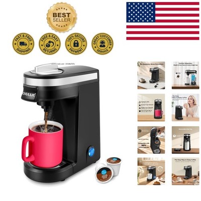 Elegant Black Single Cup Coffee Machine   Quick 3-Minute Brew, Great for Travel