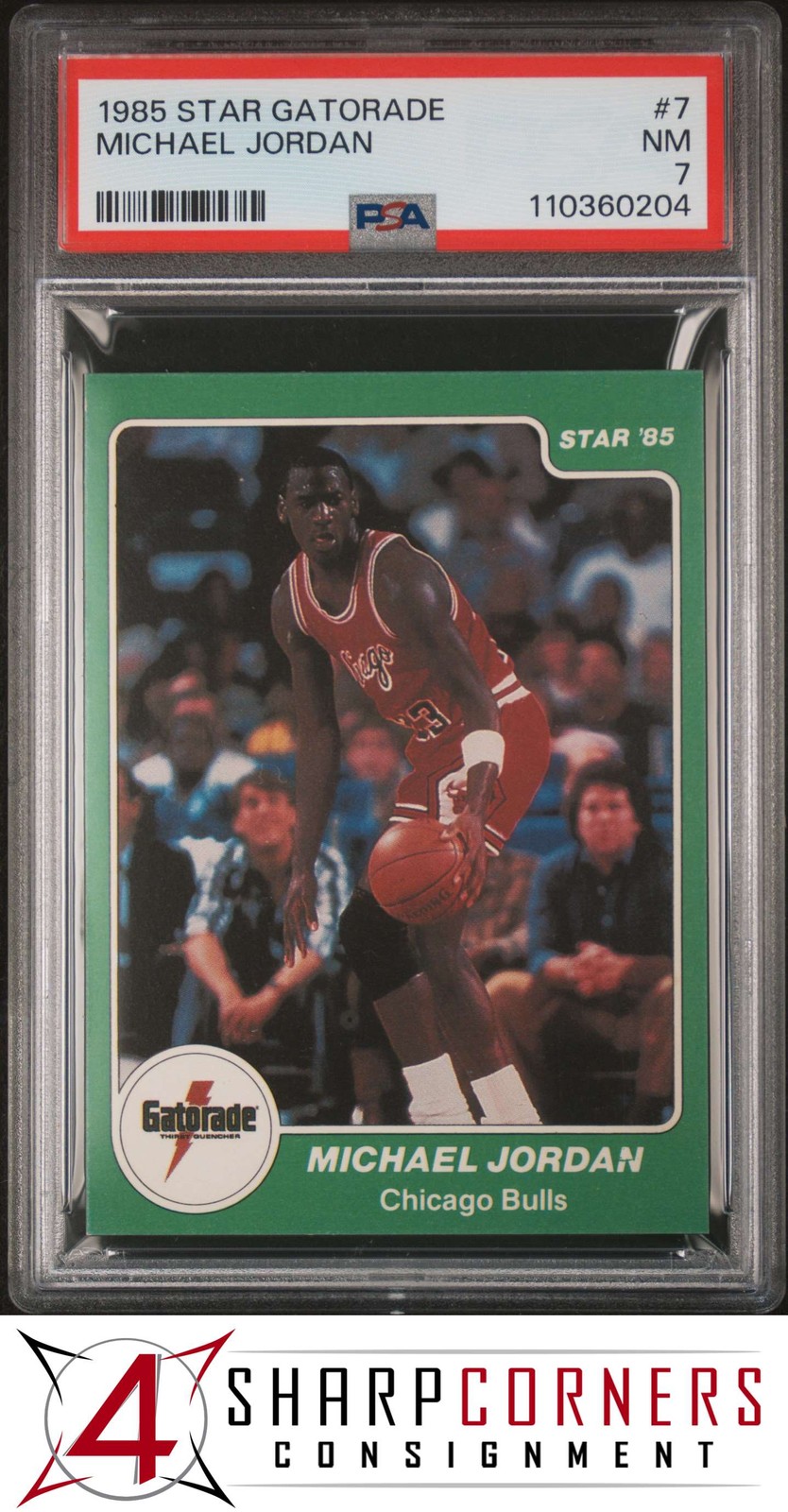 1985 STAR GATORADE #7 MICHAEL JORDAN RC HOF PSA 7