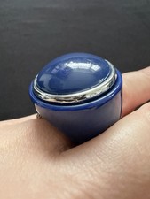 Vintage 70’s Chunky Cocktail Royal Blue Silver Tone Ring Size M