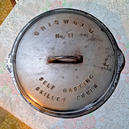 Griswold Cast Iron # 11  Fully Marked Low Dome Skillet Lid in Chrome Finish