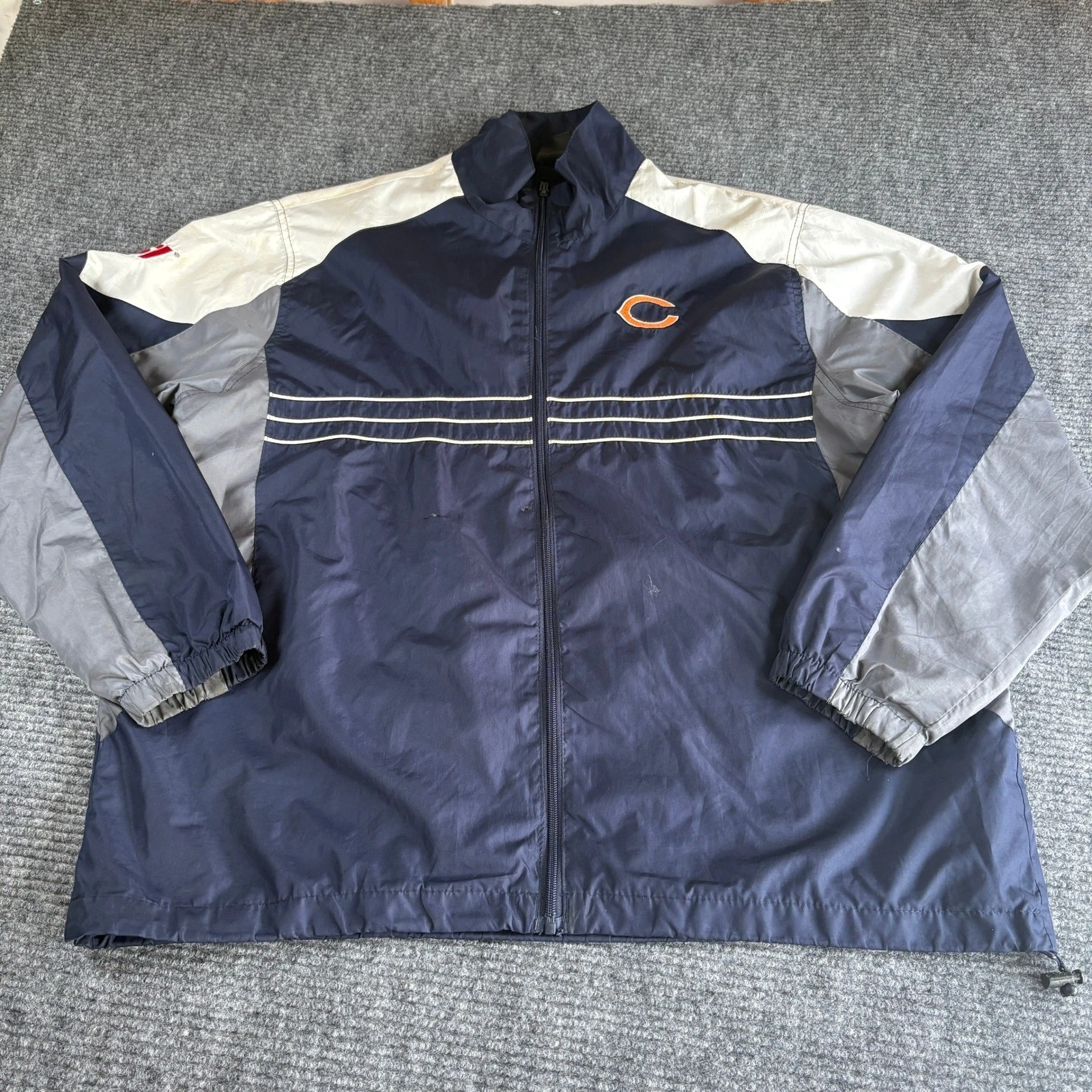 Reebok Chicago Bears NFL Windbreaker Jacket Mens XL Navy Blue Full Zip Sporty