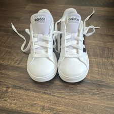 adidas Grand Court Unisex Kids White Black Sneakers 13K Lace Up Synthetic Mesh
