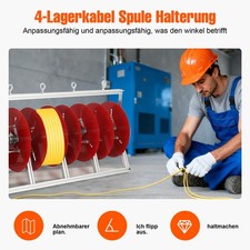 4-fach Kompakt Kabeltrommel Faltbar Aluminiumlegierung Kabel Spulenhalter Indoor