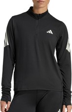adidas Adi365 Iconic Womens Running Top Black Long Sleeve Half Zip Run Jogging