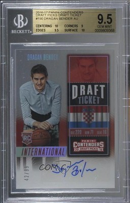 2016 Panini Contenders Draft Picks Ticket 42/99 Dragan Bender Rookie Auto RC n5z