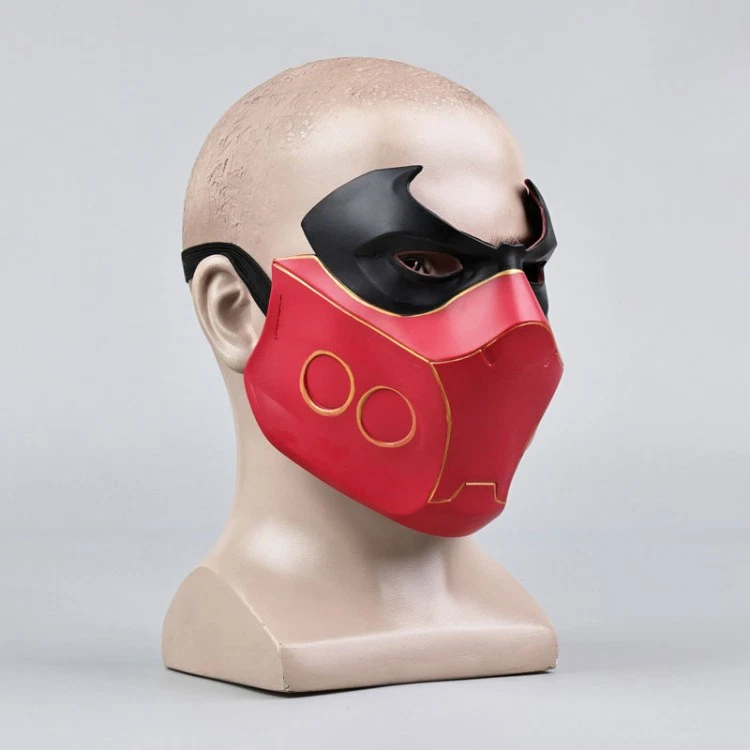 Batman Nightwing Robin Cosplay Red Helmet Halloween PVC Half Face Mask Props Toy - Image 3 of 4