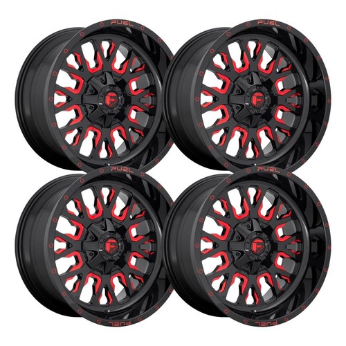(Set-4) Fuel D612 Stroke 20X10 5X127 Black Red -18mm Wheels Rims 20 Inch - Foto 2 di 11
