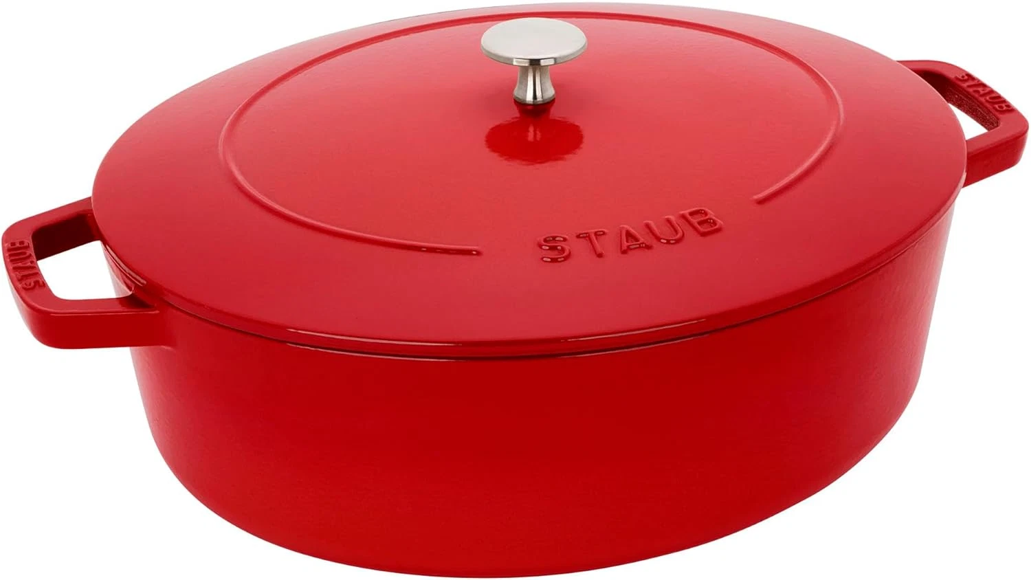 Cherry 6.25-Qt Cast Iron Shallow Oval Dutch Oven for Perfect Cooking