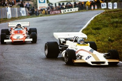 Pedro Rodriguez BRM P160 leads Jacky Ickx Ferrari 312B2 Dutch GP a- Old Photo 1