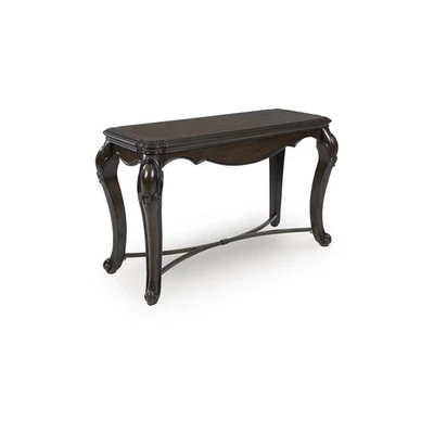 Signature Design by Ashley Maylee Sofa Table, Dark Brown Finish with Cabriole