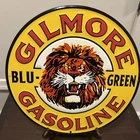 Vintage Embossed Metal Gilmore Gasoline Sign , 12”