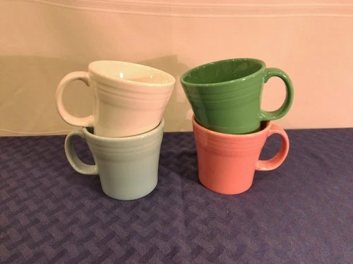 Lot of 4 New Fiesta Multicolor TAPERED MUGS. Capacity of 15 OZ.