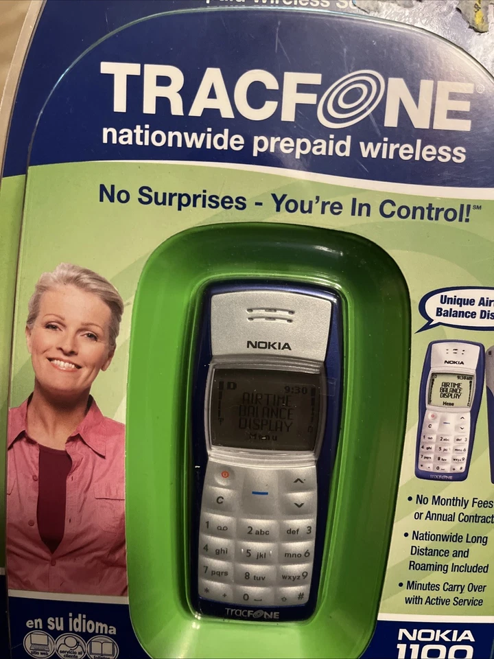 Nuevo teléfono celular sellado NOKIA 1100 Digital Tracfone vintage raro 2006 Foto 3 de 4