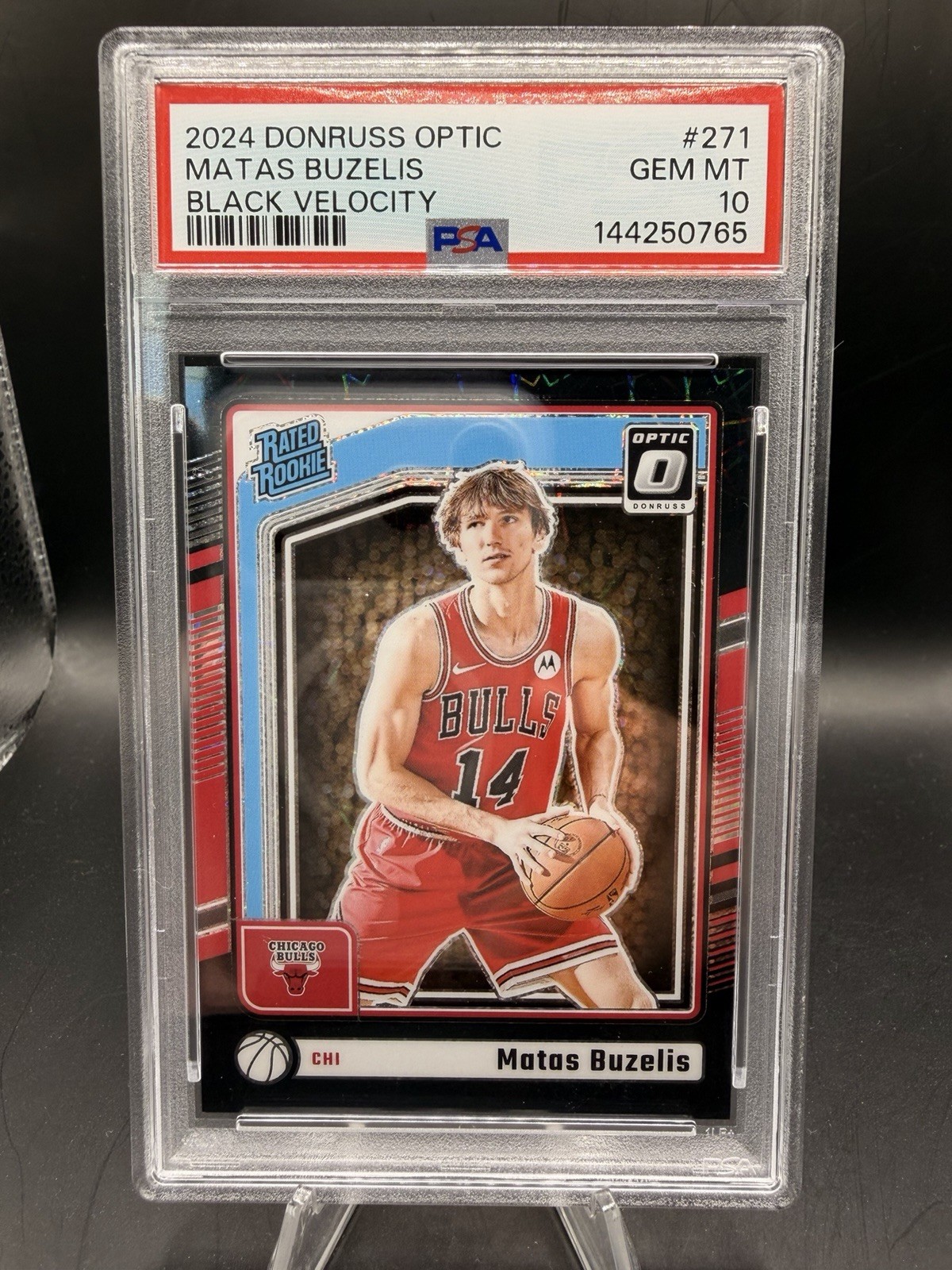 2024-25 Optic Black Velocity Rated Rookie #271 Matas Buzelis /39 PSA 10 Gem Mint
