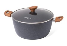 Nuovva 28cm Induction Non-Stick Stock Pot with Glass Lid | Casserole Pan