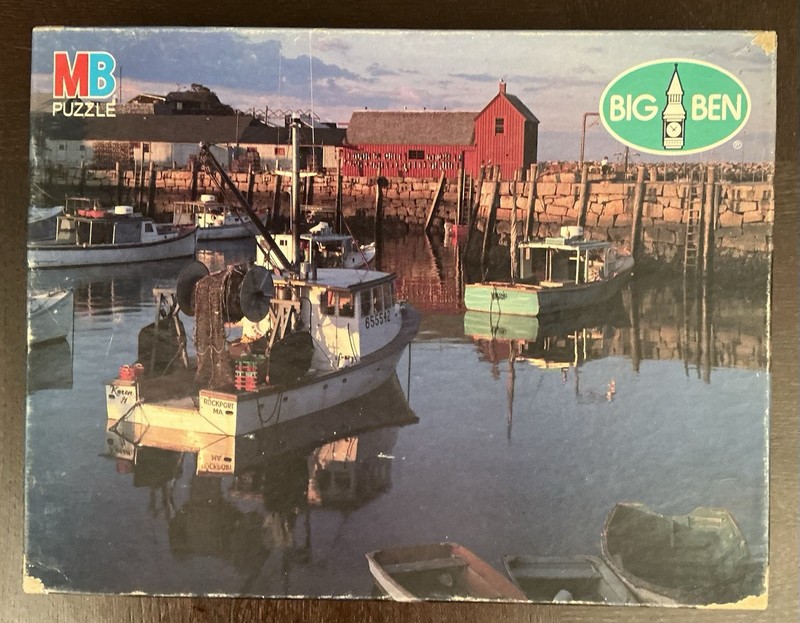 VINTAGE MB  BIG BEN PUZZLE “ROCKPORT, MASSACHUSETTS” 1000 PIECES COMPLETE