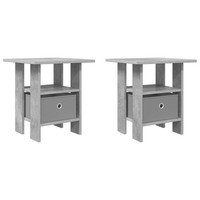 Nachttisch 2Er Set Beton Grau 41X40X45 Cm Holzwerkstoff