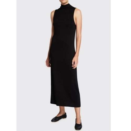 Vince || Sleeveless Mock Neck Dress Midi Column Black XS