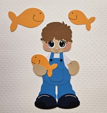 Fish Boy Brown Hair. Scrapbook, Card making Paper Piecing