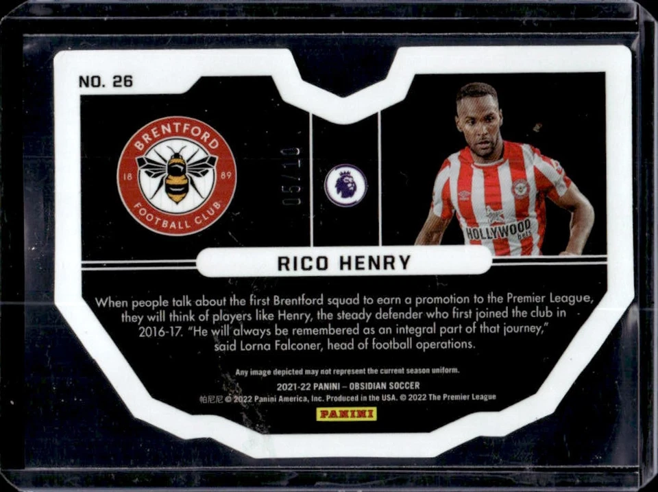 2021 Obsidian Rico Henry Vitreous RC Electric Etch Red Flood #5/10 Brentford - Image 2 of 2