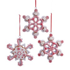 Peppermint Gingerbread Snowflake Christmas Ornaments D3620