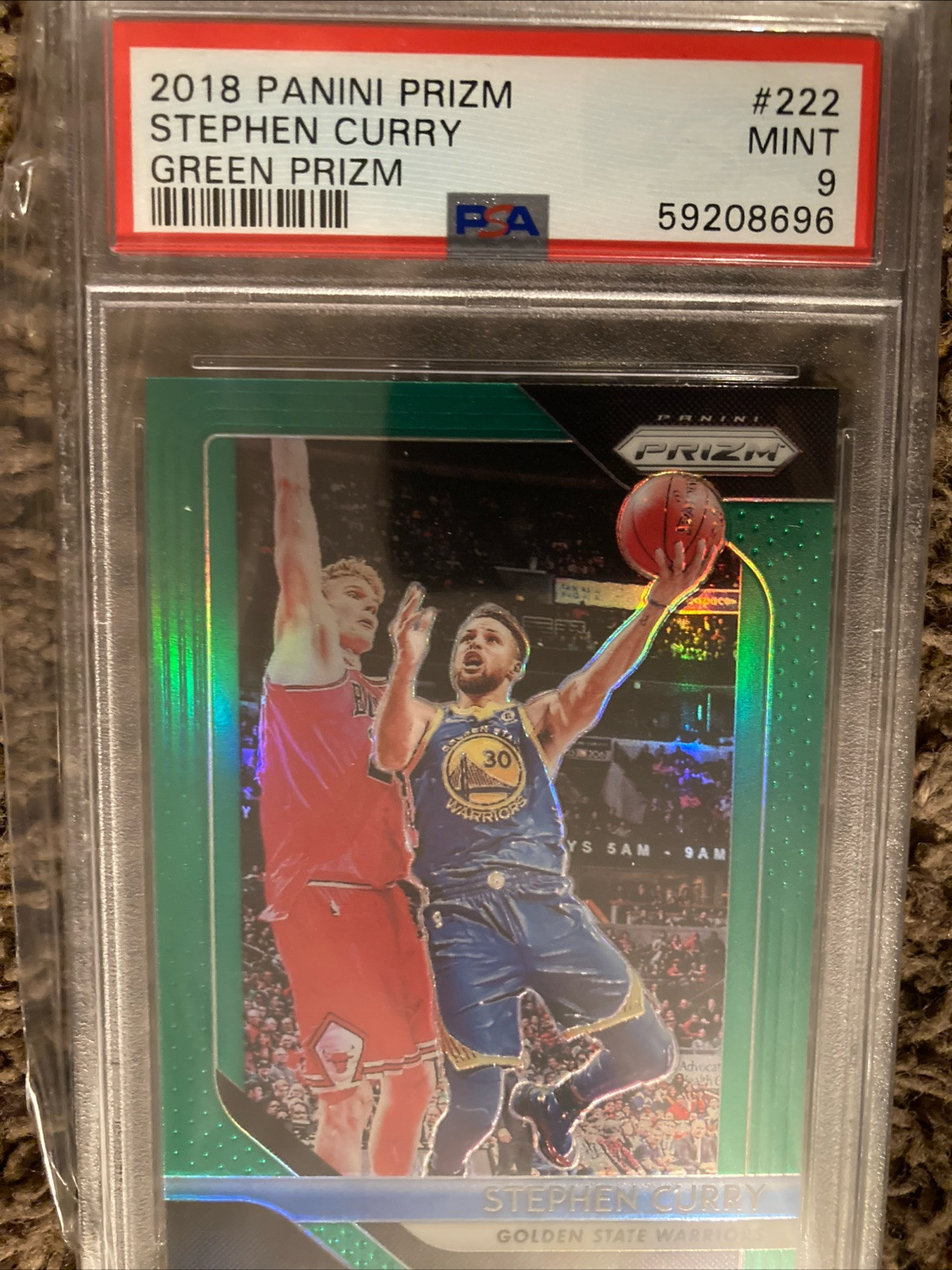 STEPHEN CURRY #222 GREEN PRIZM  2018 PANINI PRIZM PSA MINT 9.0