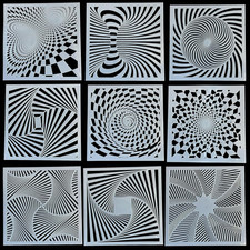 3-D Illusion Airbrush Stencils - Set of 9 Reusable Geometric Designs