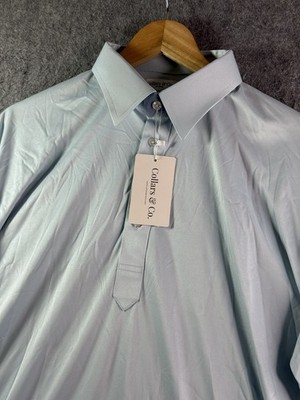 Collars & Co Light Blue Dress Collar Polo Shirt Men s XL NEW