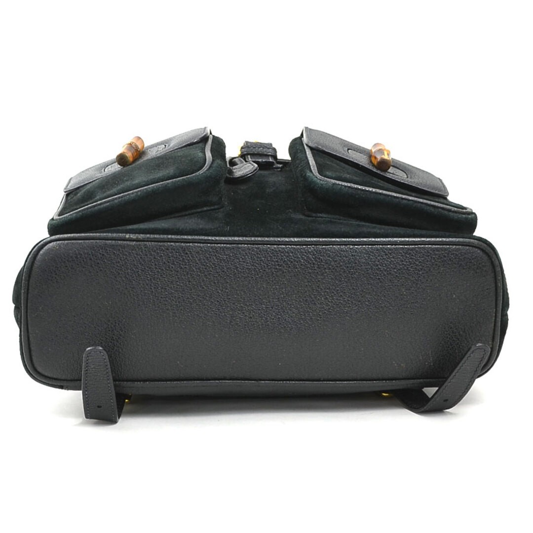 GUCCI Bamboo Suede Leather Backpack Black Gold Used Ladies 80cm Free Shipping thumbnail 4