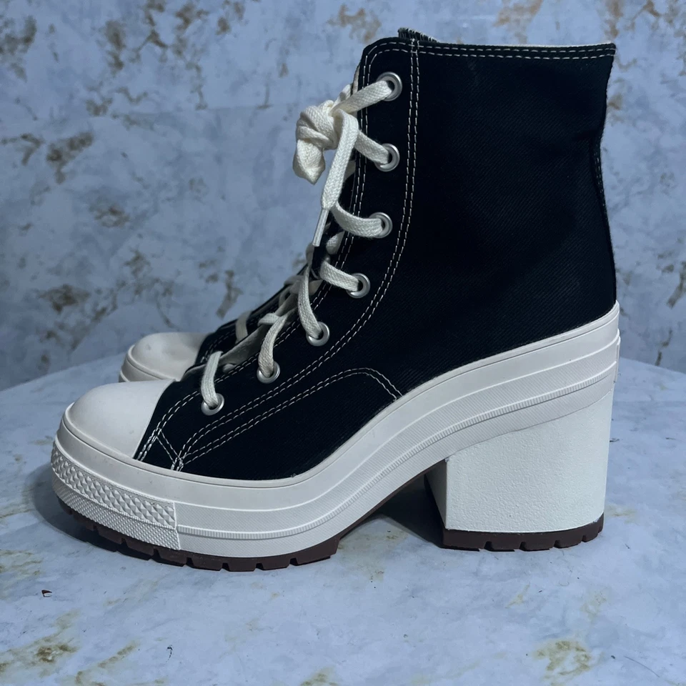 Zapatos Converse De Luxe Chuck Taylor para mujer talla 9,5 negros gruesos botas de plataforma Foto 4 de 4