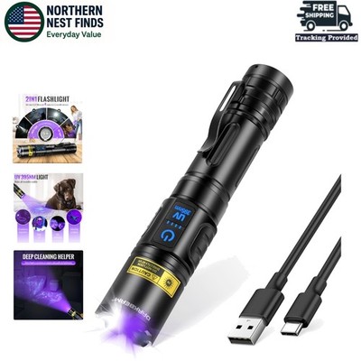 Handheld Rechargeable UV Blacklight with Adjustable Focus - Perfect for Camping