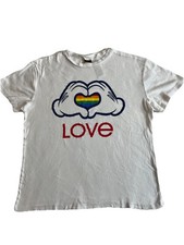 Rainbow Disney Collection Women's M White LOVE Heart Pride 100% Cotton T Shirt