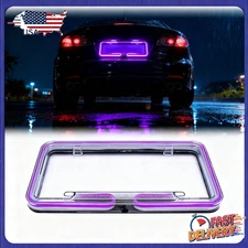 Universal Eye-catching Neon LED License Plate Frame Light Front Rear Tag Cover
